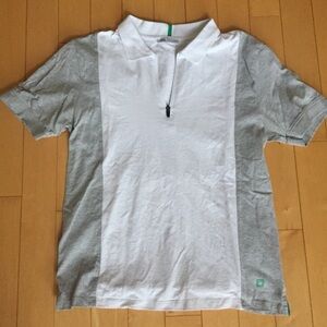 Zara White and Gray 1/4 zip Polo Shirt